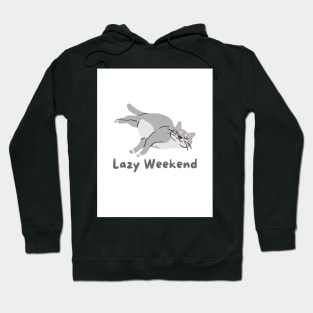 Lazy Weekend Cat Design White Hoodie